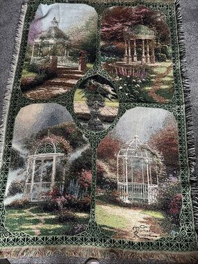 Garden Gazebo Tapestry Wall Hanging in Green and Brown